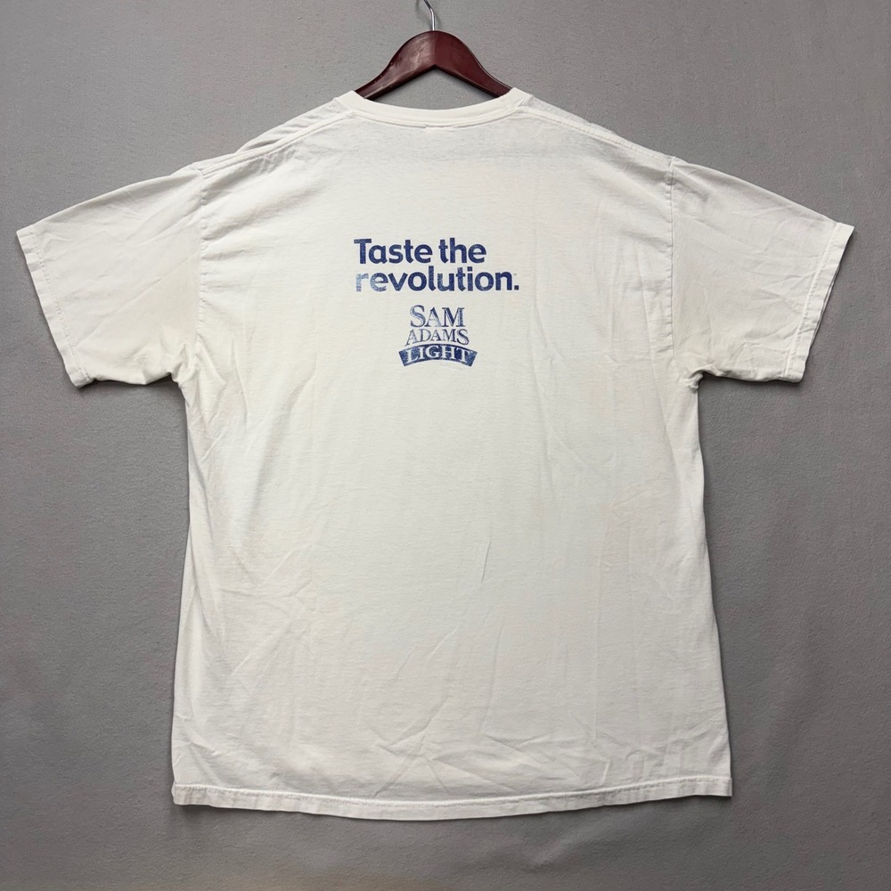 Hanes T-Shirt Mens XL White Sam Adams Light Taste The Revolution Y2K Graphic